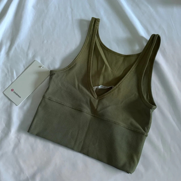 🆕💚 Lululemon Power Pivot Tank Ribbed - Bronze Green - Picture 6 of 12